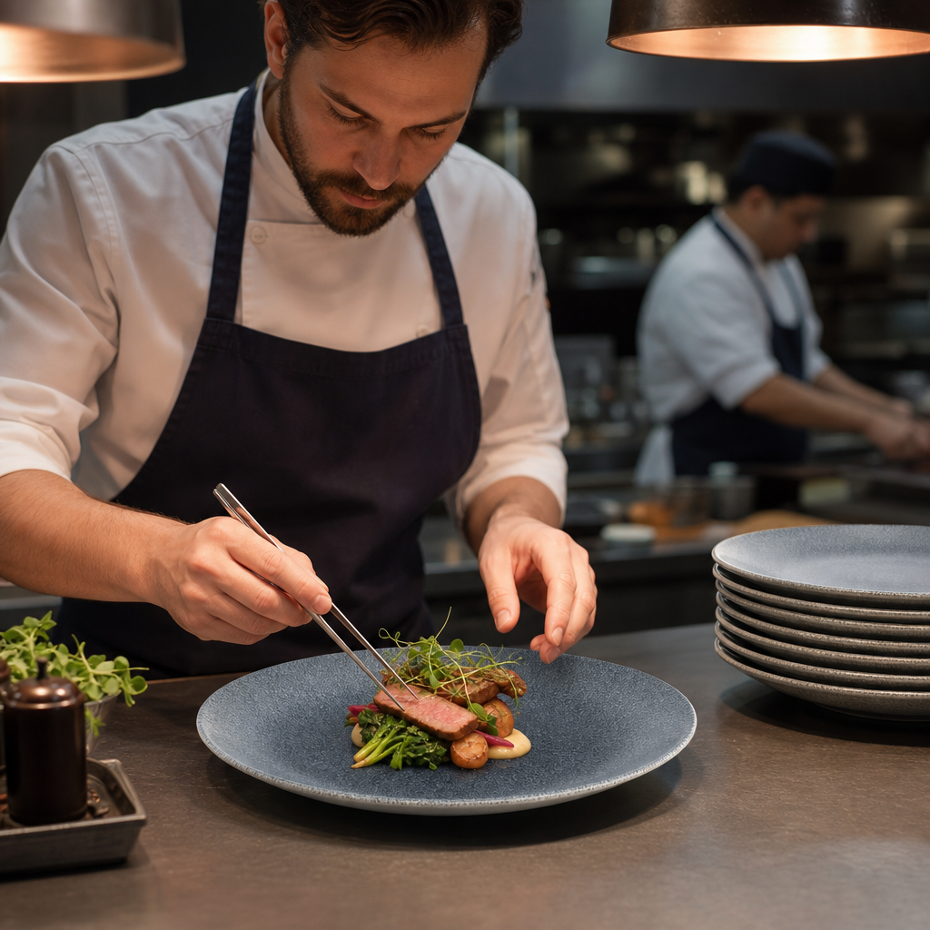 Round Coupe Plates 260mm Blue Porcelain for Restaurants (Pack of 12)