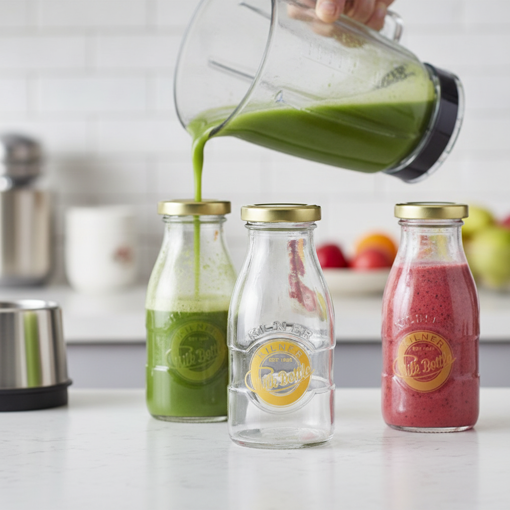 Glass Mini Milk Bottle 189ml for Storing Juices & Shakes
