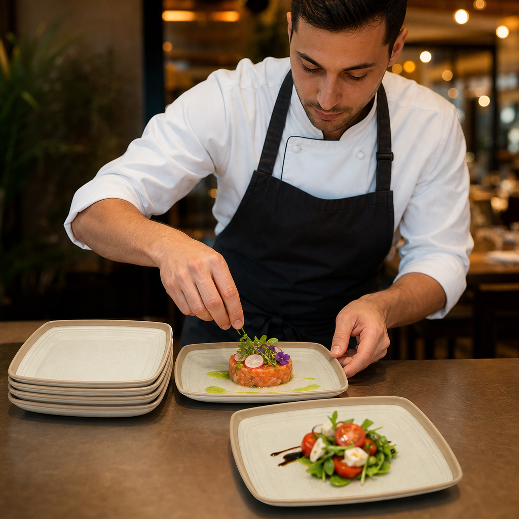 Square Plates 210x210mm Ceramic for Hospitality Settings (Pack of 6)