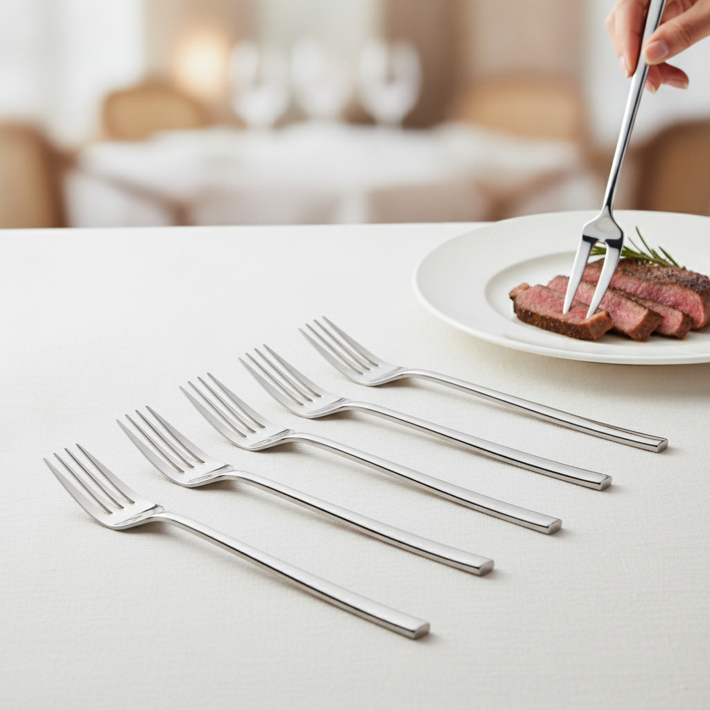 Stainless Steel Steak Forks 220mm for Dining Tables (Pack of 6)