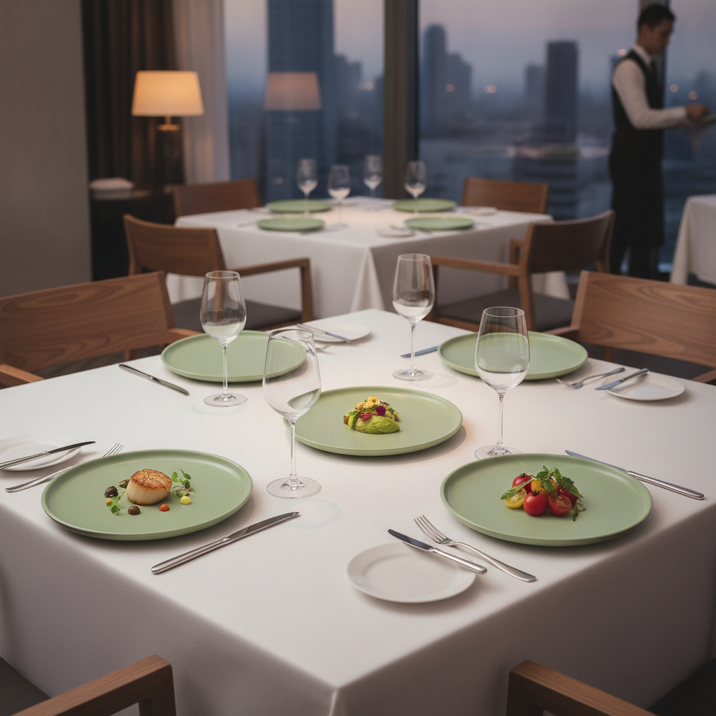 Porcelain Sage Plates 200mm for Tabletop Settings (Pack of 6)