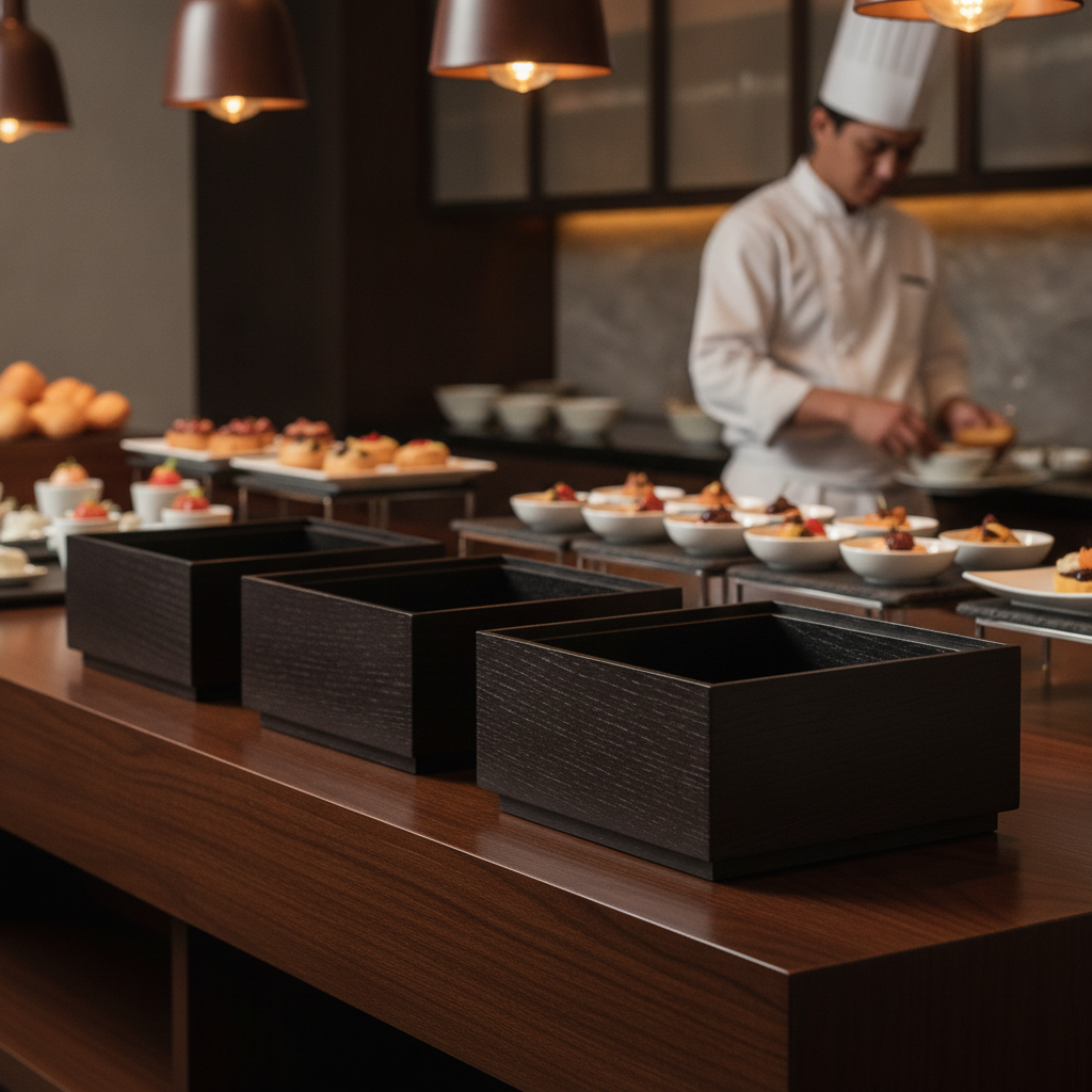 Black Oiled Oak Wooden Box 176x162mm for Buffet Displays
