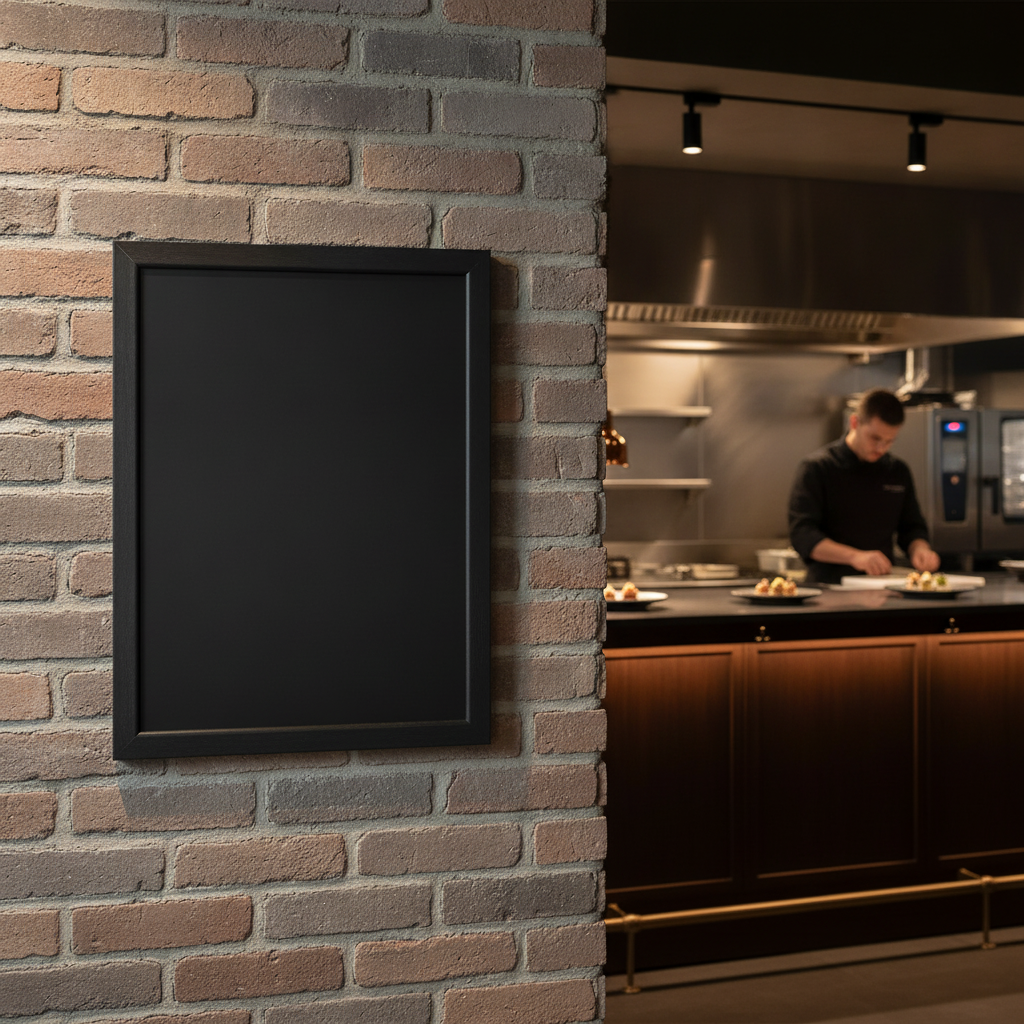 MDF & Pine Framed Black Wallboard 600x800mm for Restaurants