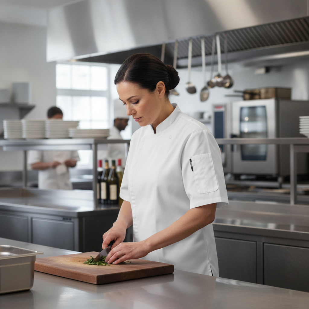 Polycotton White Unisex Chef Jacket for Professional Kitchens