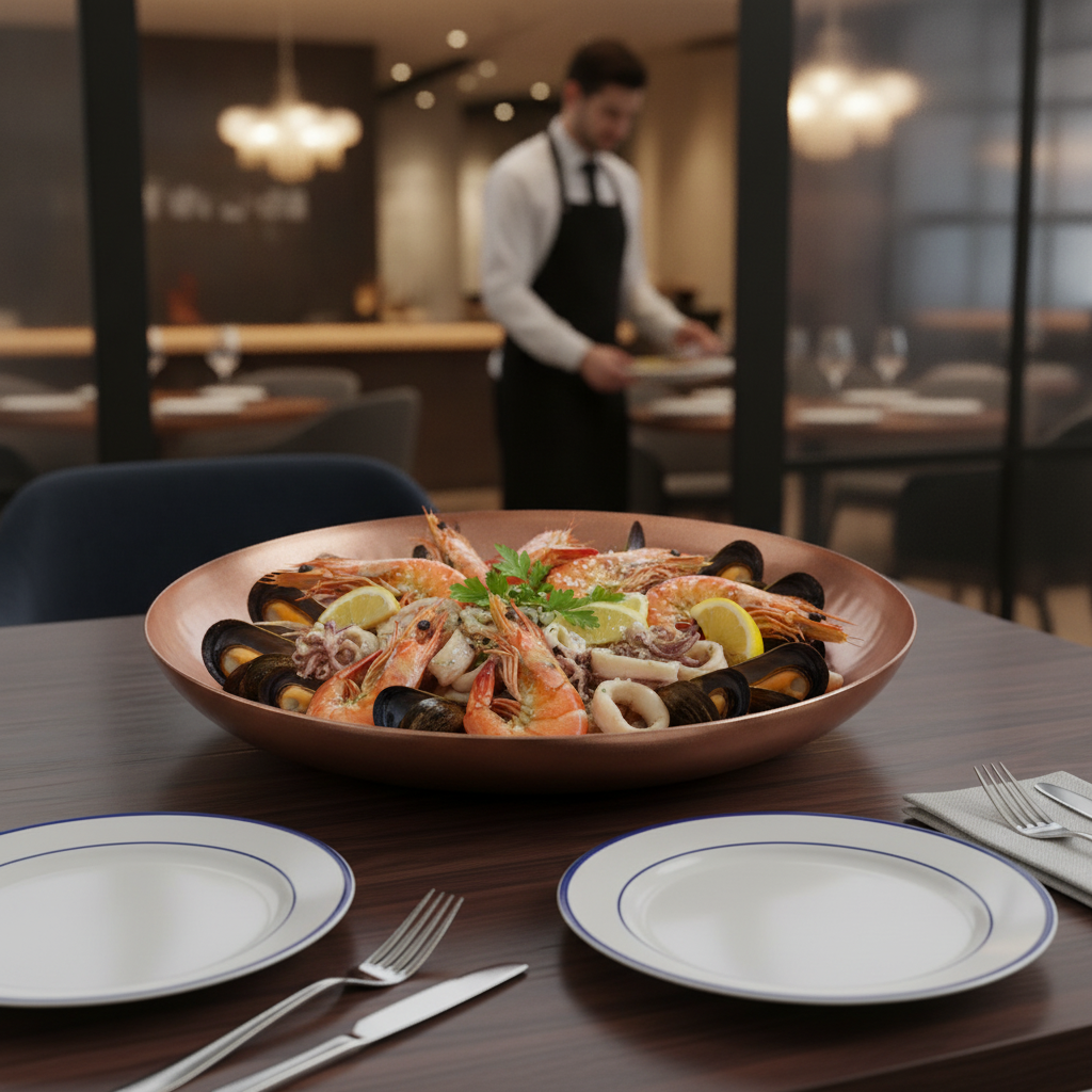 Stainless Steel Seafood Serving Bowl 350mm for Elegant Dining