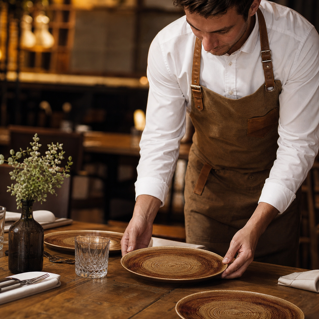 Organic Round Plates Vintage Copper Porcelain for Rustic Dining (Pack of 12)