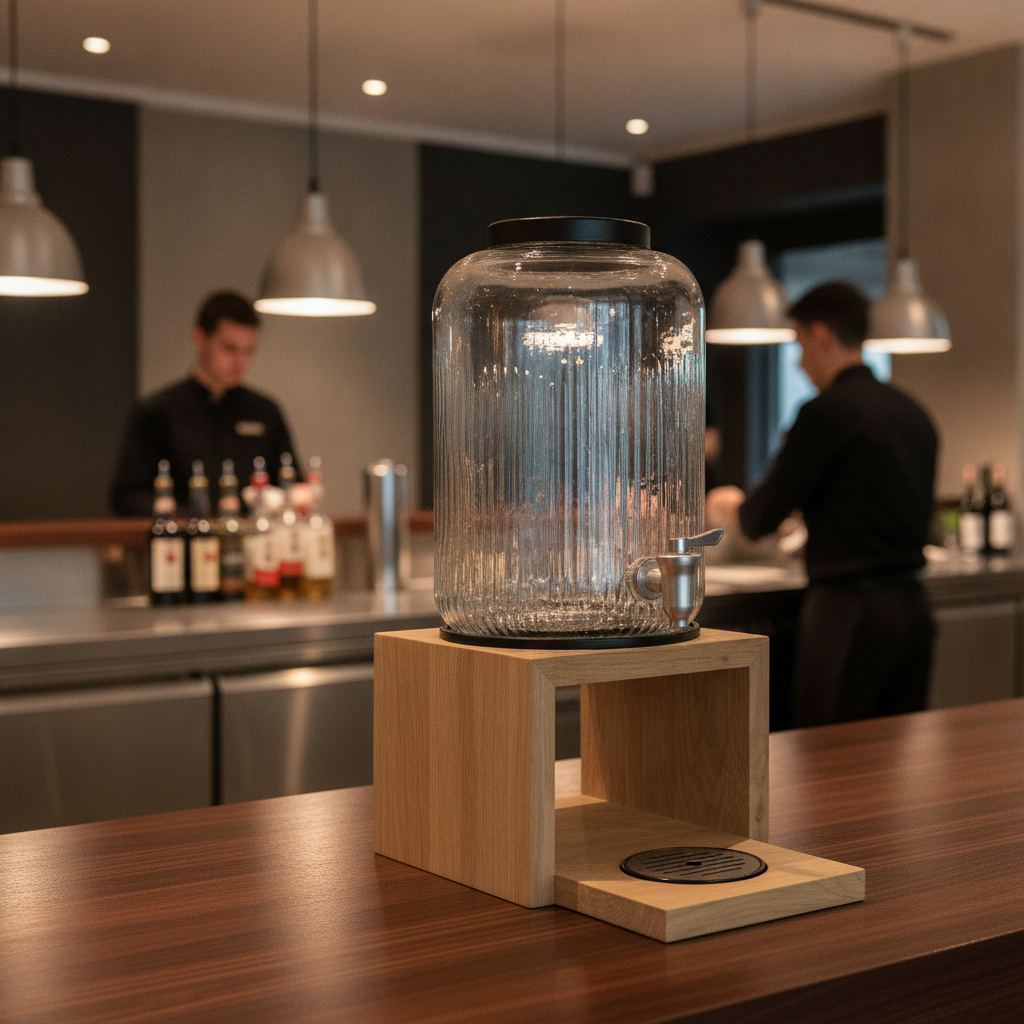 Glass Beverage Dispenser 3.8L with Oak Base for Events