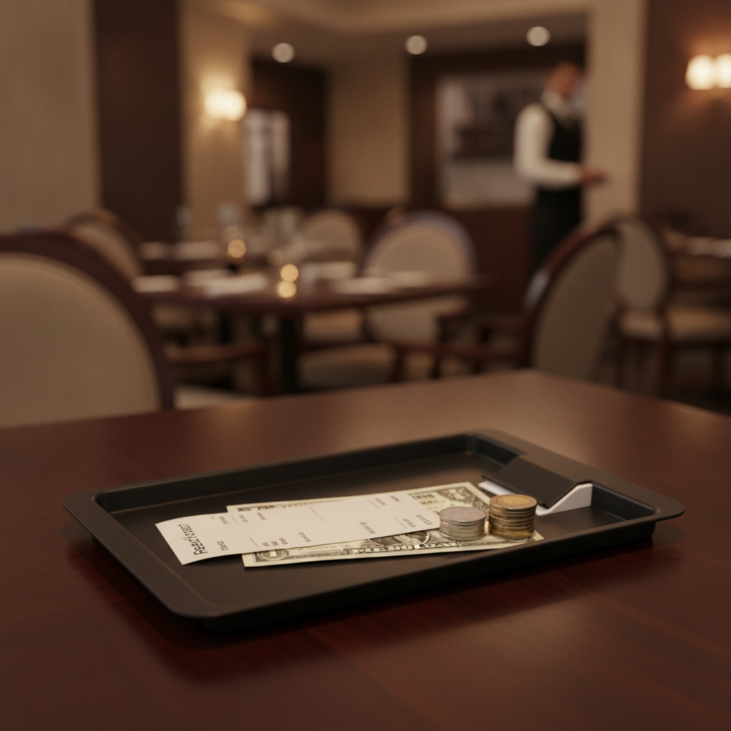 Plastic Tip Tray with Clip for Bill Presentation