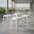 Galvanised Steel Low Stools White 460x400mm for Indoor & Outdoor Use (Pack of 4)