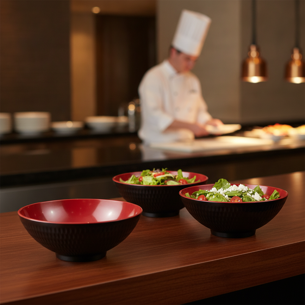 Red Melamine Bowl 200mm for Buffets & Events