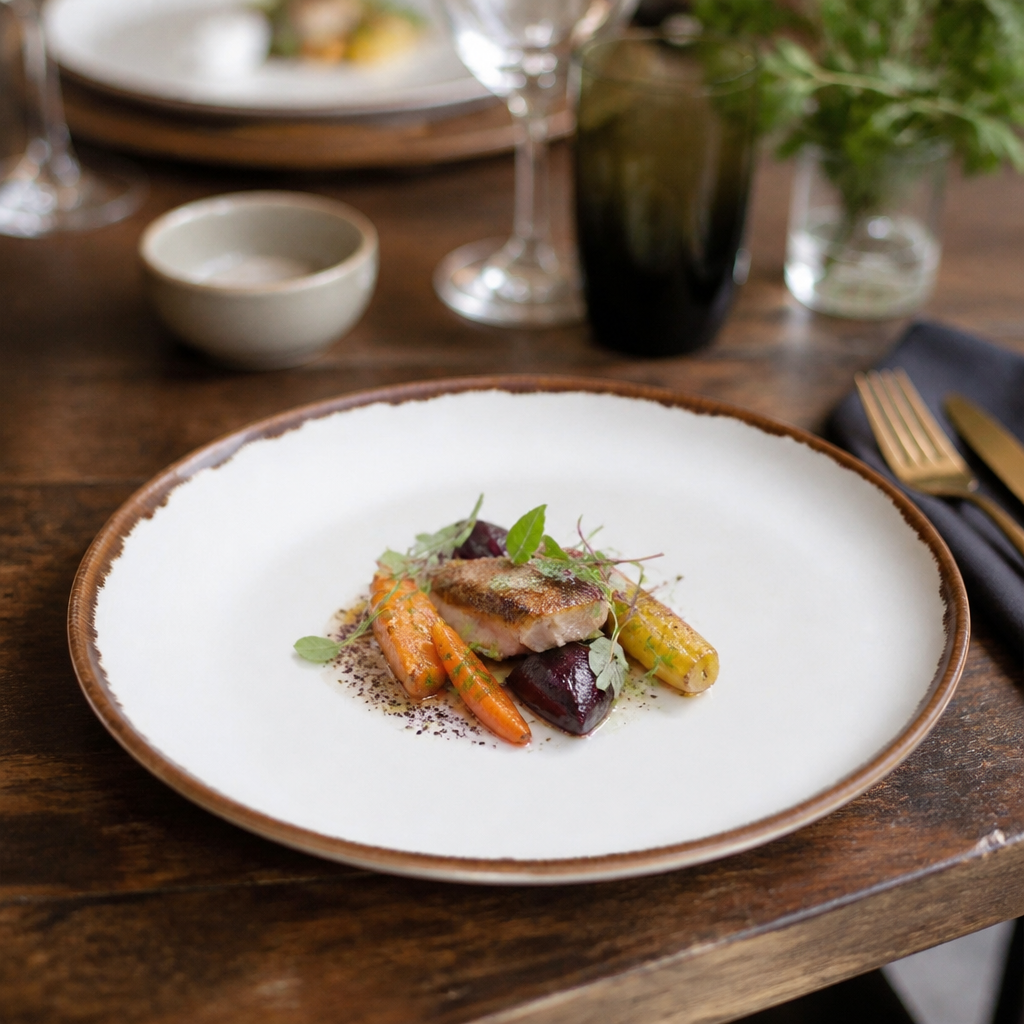 Coupe Plates 217mm Natural Porcelain for Farm-to-Table Dining (Pack of 12)