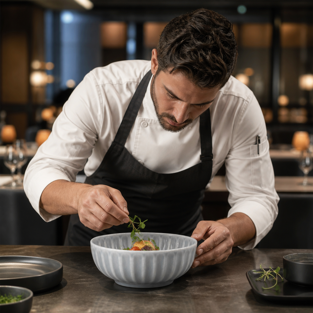 Corallite Deep Bowls in Concrete Grey for Creative Plating