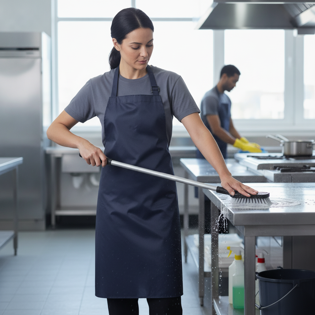 Nylon Water-Resistant Bib Apron for Cleaning Tasks