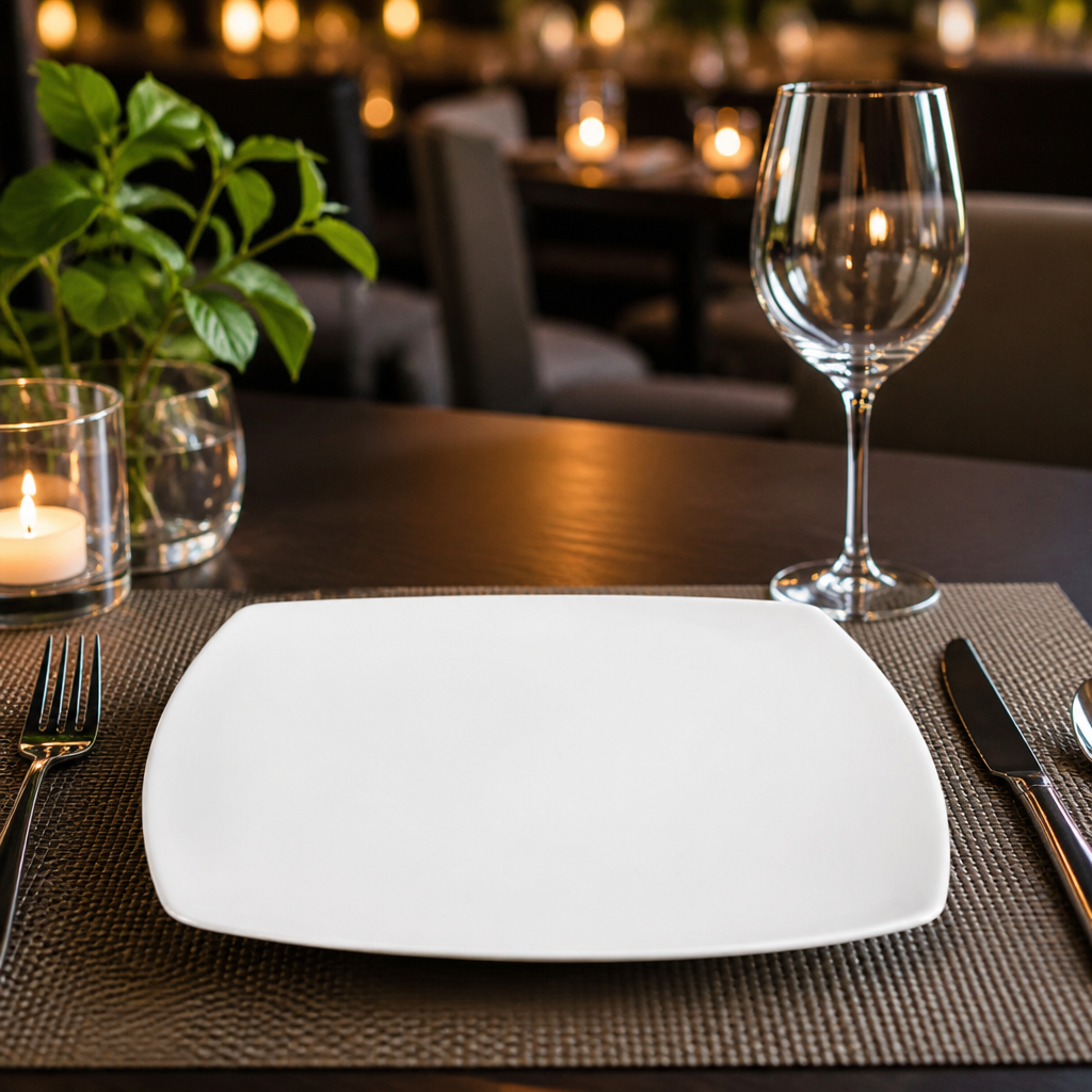 Square Plates 210mm Porcelain for Elegant Dining (Pack of 12)