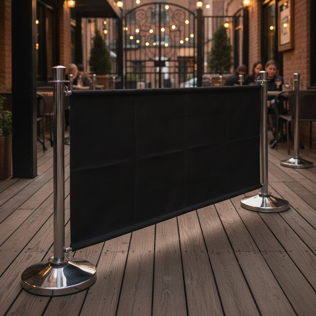 Polyester Black Canvas Barrier 700x1430mm for Pubs & Events