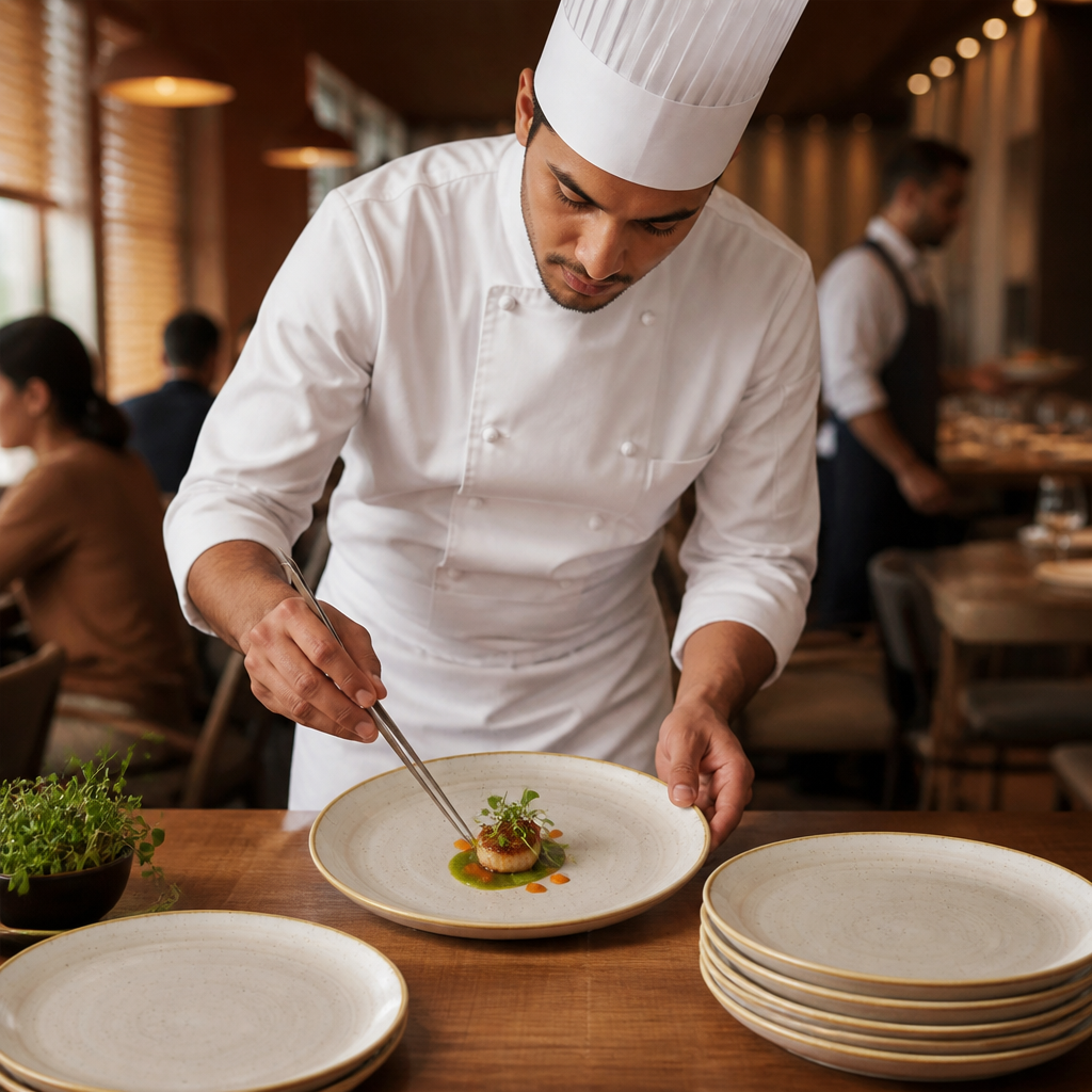Round Coupe Plates Cream Vitrified Ceramic for Restaurants (Pack of 6)