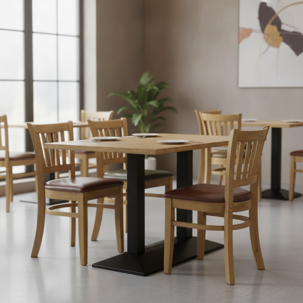 Rubber Wood Dining Table with 4 Chairs 750mm for Home & Dining