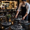 Plate Vitrified Black China for Contemporary Dining (Pack of 12)
