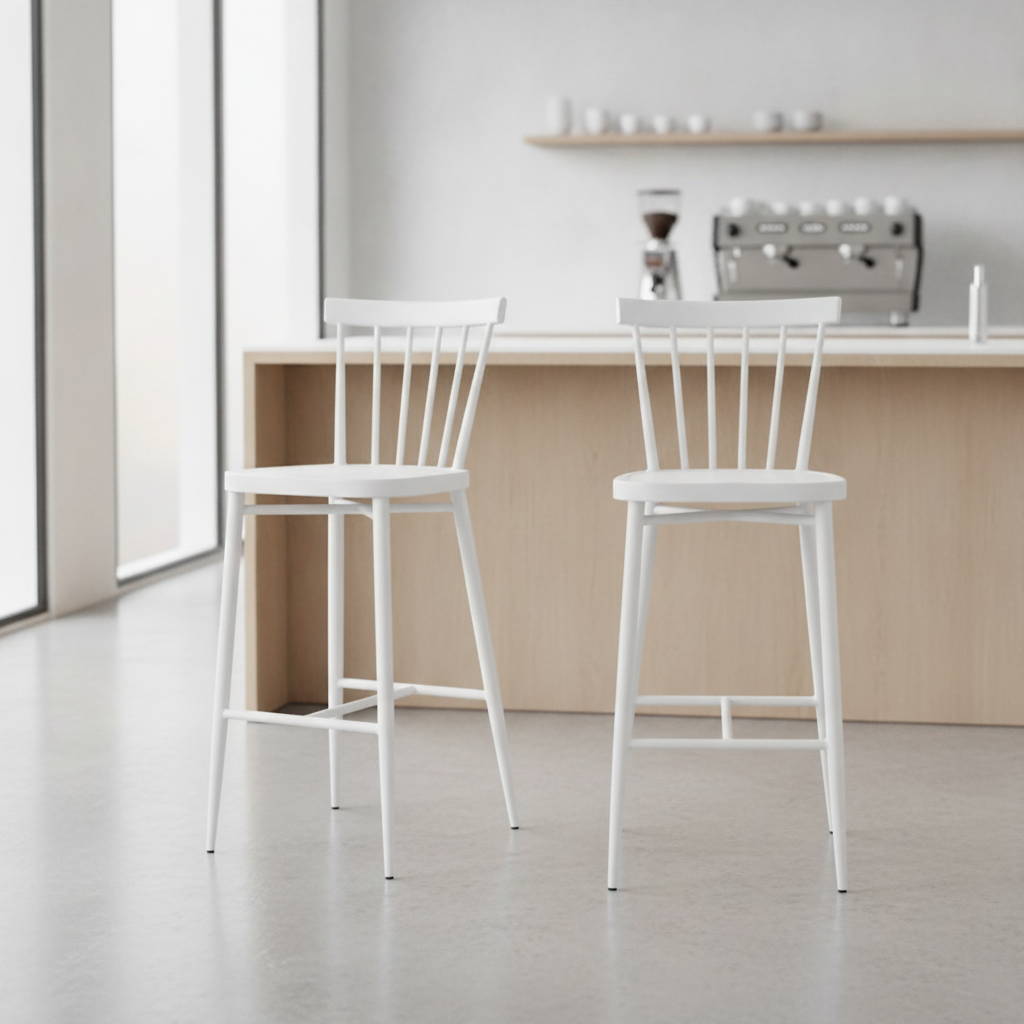 Aluminium High Stools White 1080mm for Indoor & Outdoor Use (Pack of 2)
