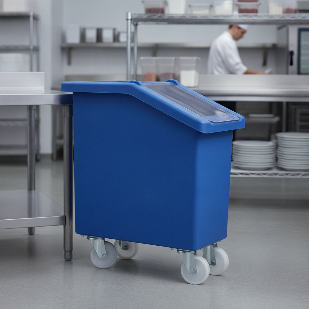 Polyethylene Mobile Ingredient Bin 65L for Food Storage