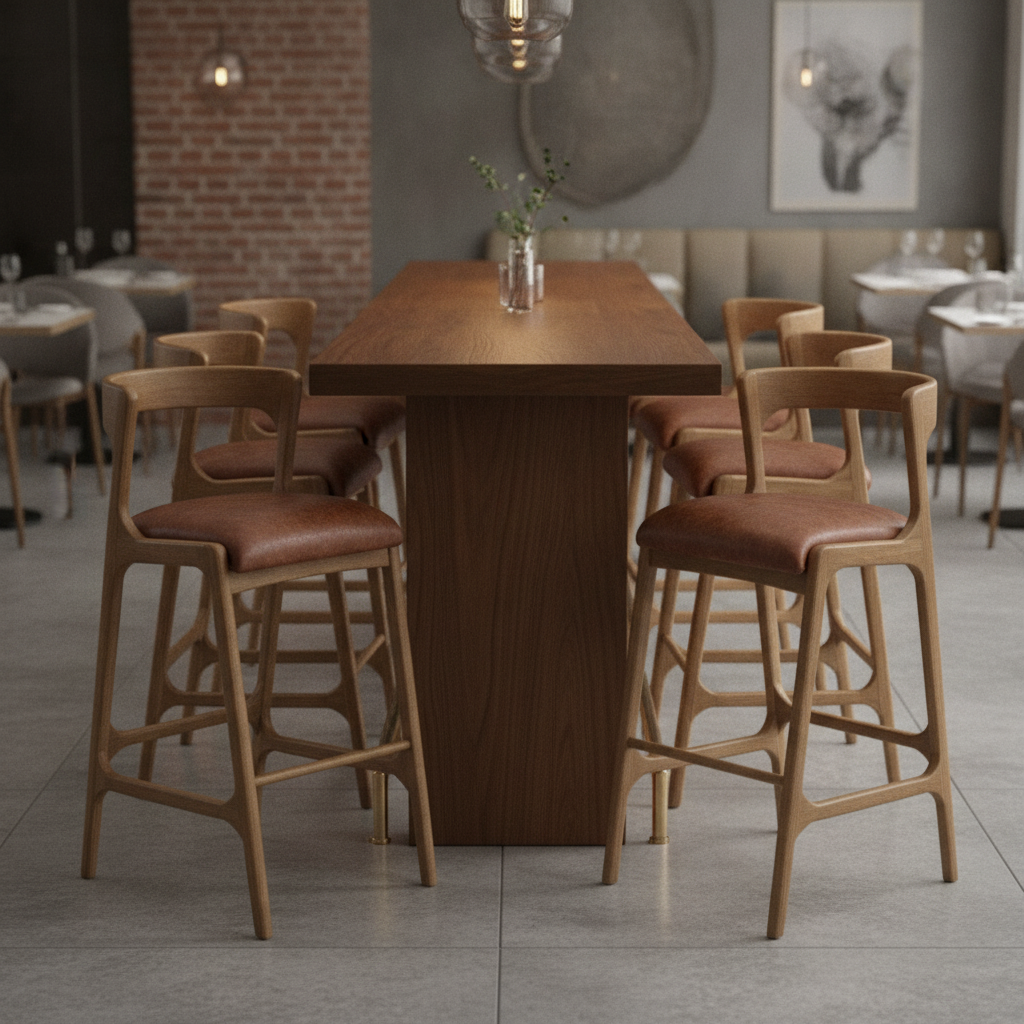 Rubber Wood Bar Chair 1055x460mm for Elegant Venue Seating (Pack of 6)
