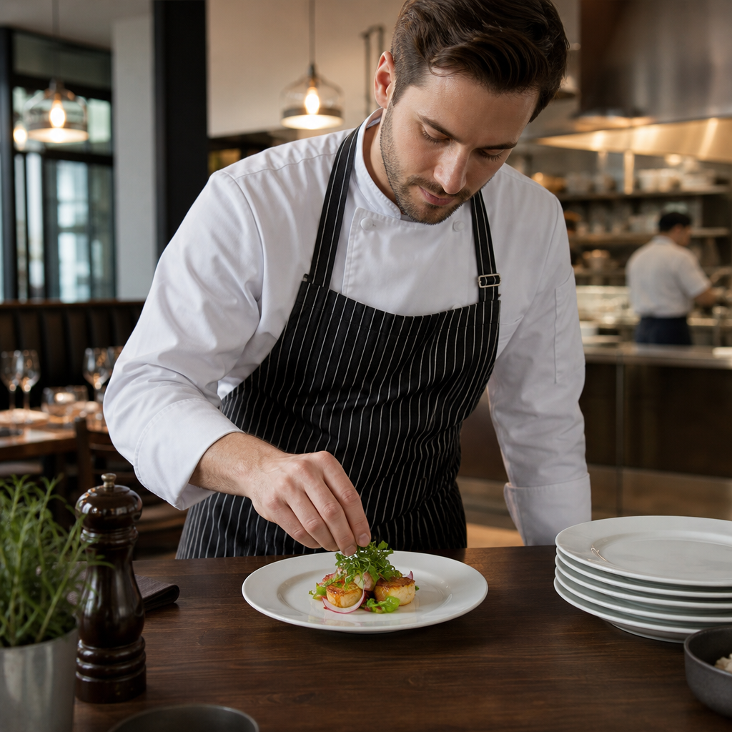 Wide Rimmed Porcelain Plates 202mm for Catering Environments