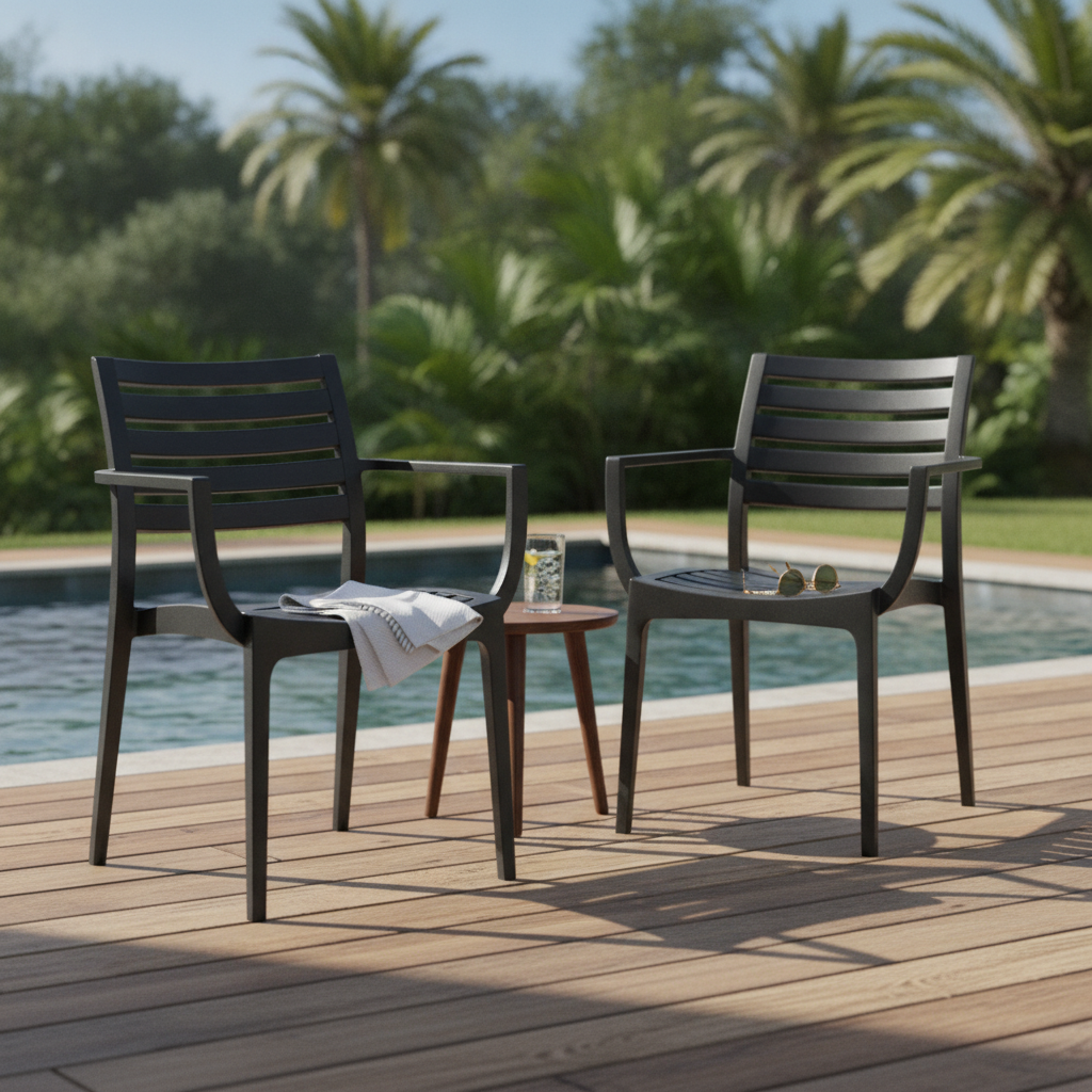 Polypropylene Black Artemis Armchairs 820x580mm for Indoor & Outdoor Use (Pack of 2)