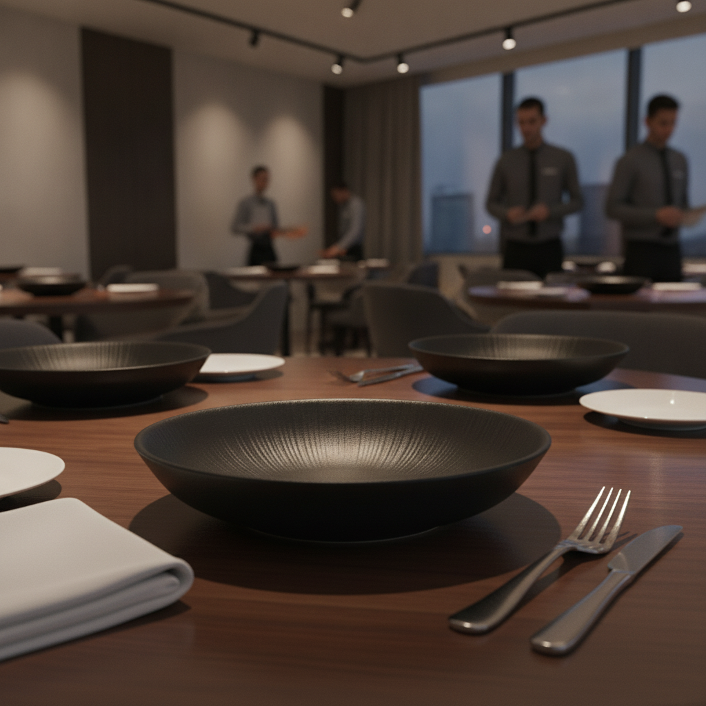 Melamine Black Bowl 225mm for Modern Table Settings