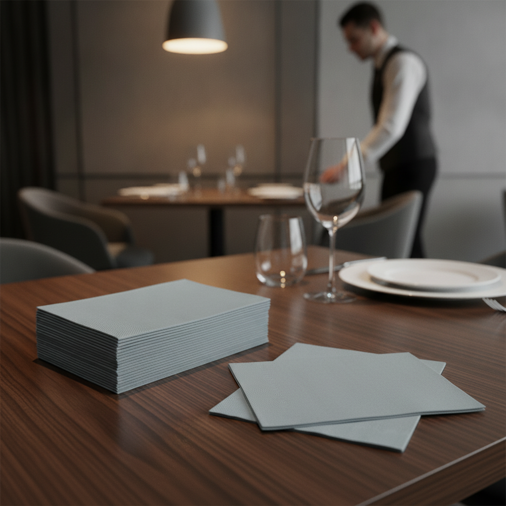Paper Grey Dinner Napkins 40x40cm for Restaurants & Cafés (Pack of 1000)