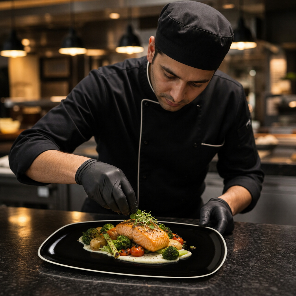 Platters 338mm Black Ceramic for Stylish Food Presentation (Pack of 6)