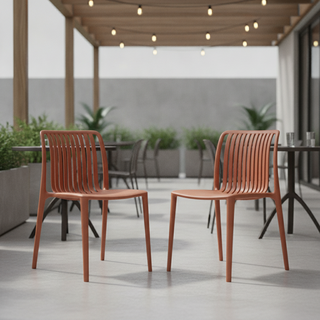 Polypropylene Mild Orange Café Chairs 770mm for Indoor & Outdoor Use (Pack of 2)