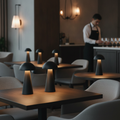 Iron Black LED Cordless Table Lamps 225mm for Intimate Settings (Pack of 6)