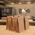 Brown Paper Sealable Takeaway Bags Medium for Delivery Services (Pack of 250)