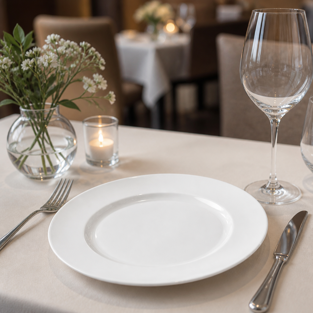 Wide Rim Plates 175mm Bone China for Fine Dining (Pack of 12)