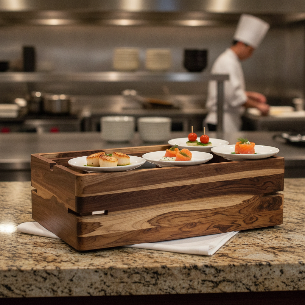 Recycled Teak Buffet Riser 1/1 GN for Elegant Food Presentations