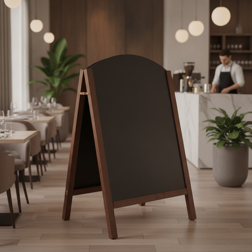 Wood A-Board with Curved Top for Displaying Menus