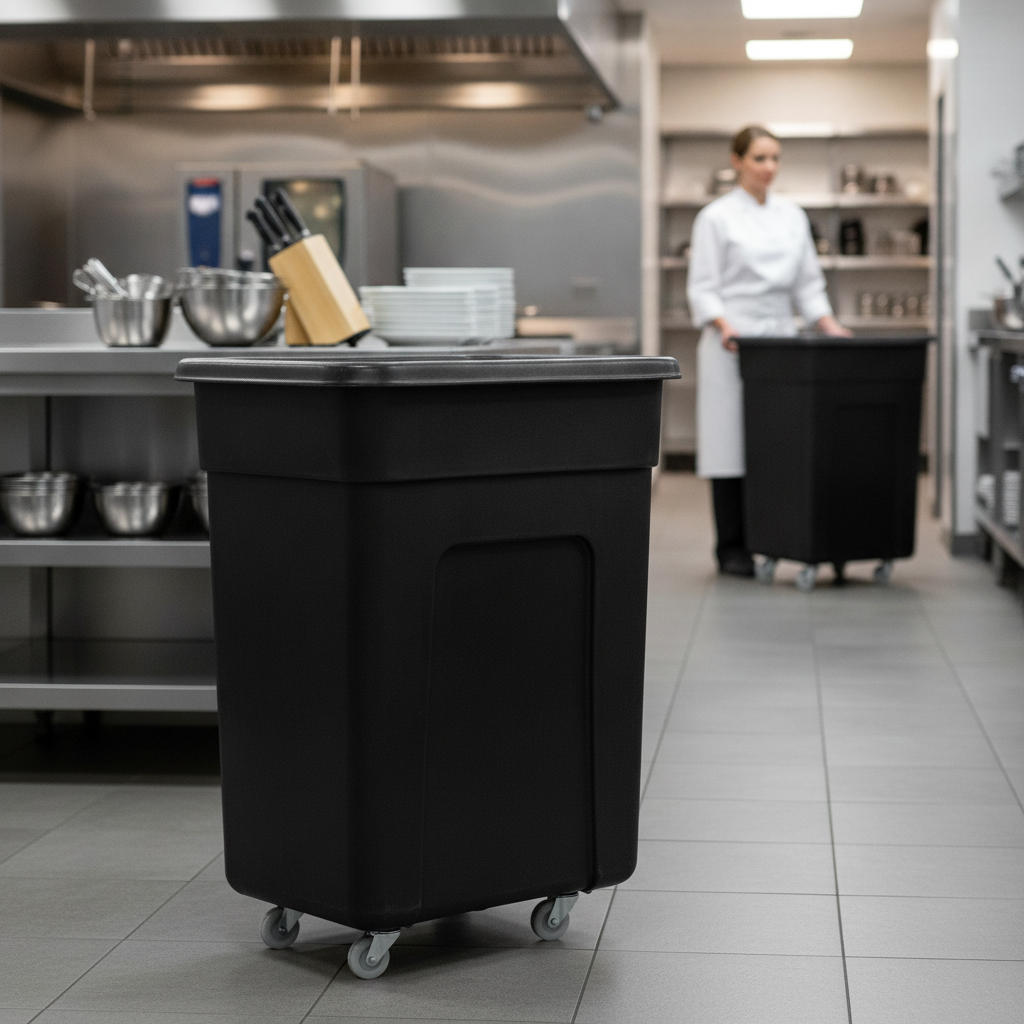 Black Polyethylene Trolley 130L for Hospitality Use