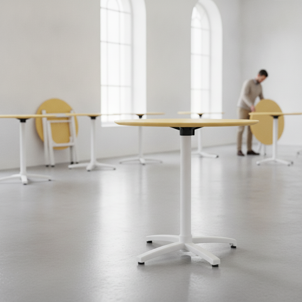 Lightweight Yellow Polypropylene Folding Table 800mm for Events