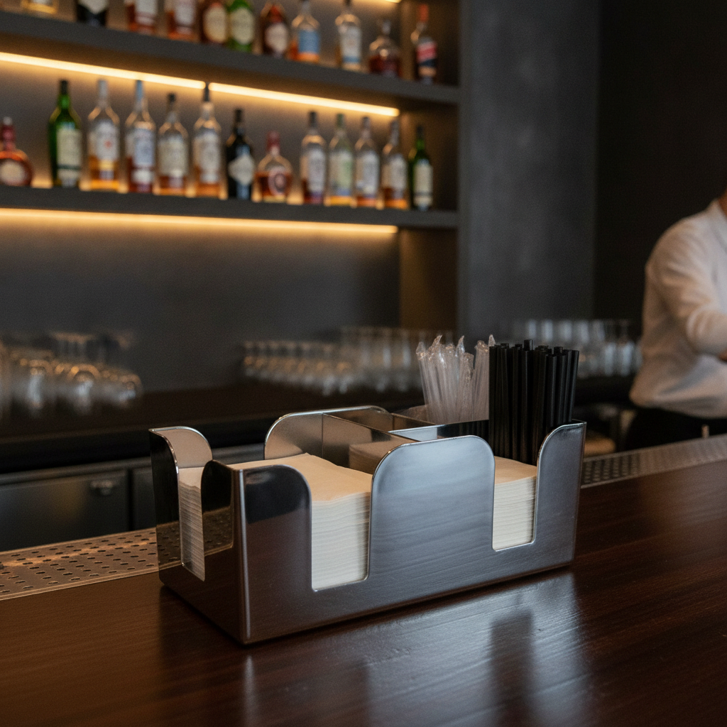 Plastic Chrome Effect Bar Caddy 230x135mm for Busy Bars