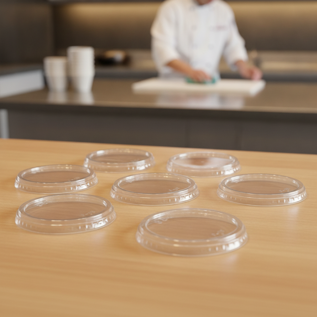 Clear rPET Flat Lids for Deli Cups 8oz, 12oz & 16oz for Takeaway (Pack of 300)