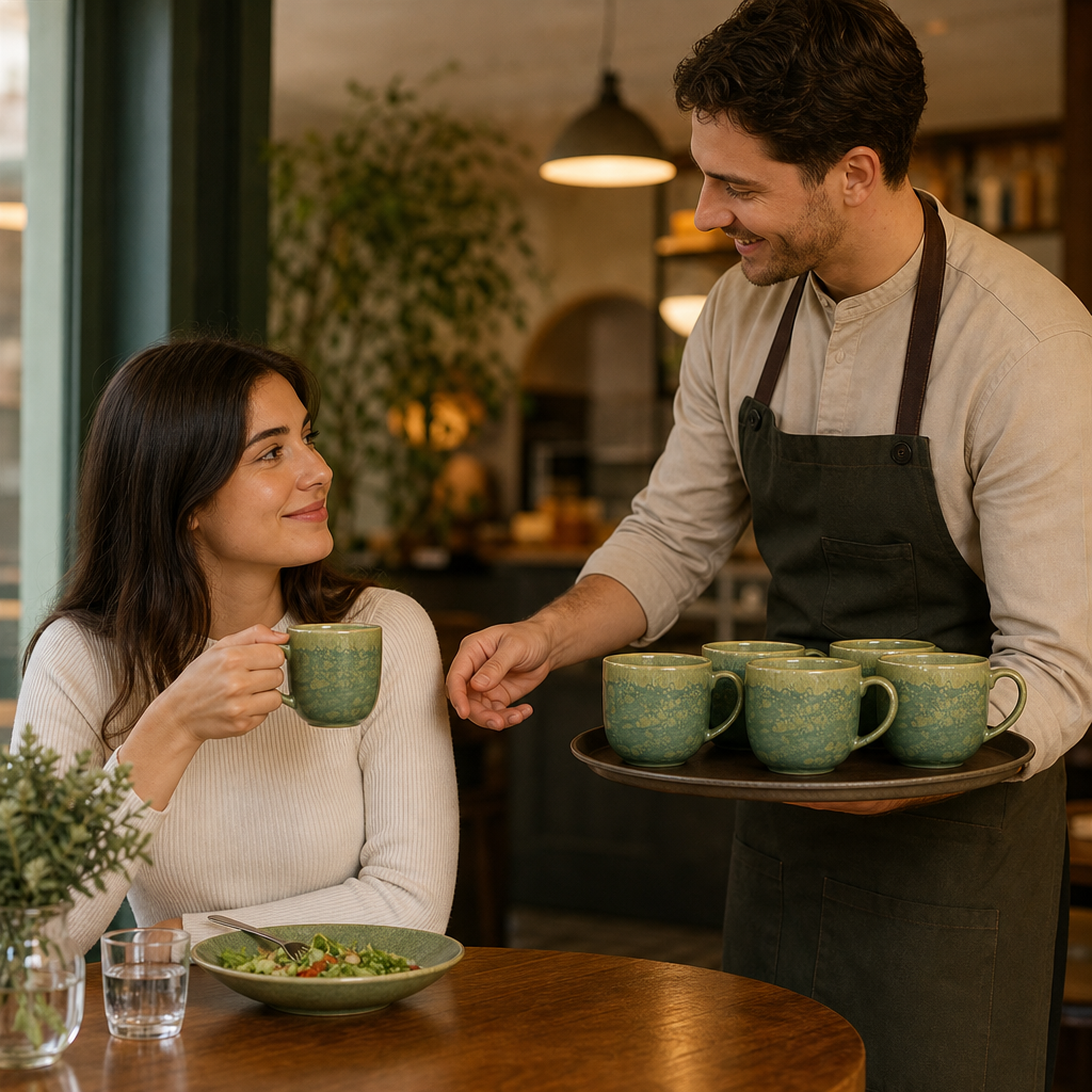 Mug Alumina 340ml Green Vitrified Ceramic for Dining (Pack of 12)