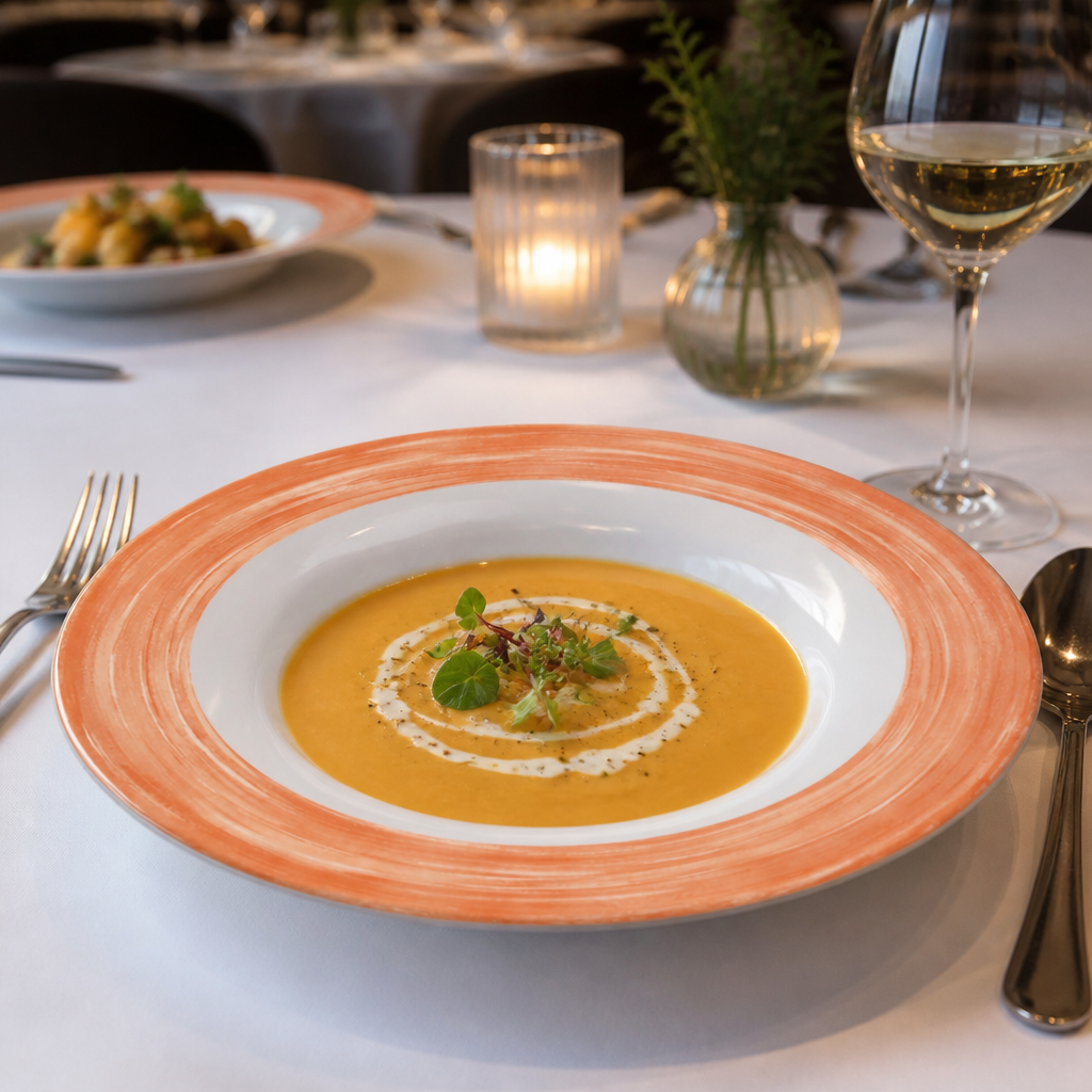 Opal Glass Brush Soup Plates 225mm for Healthcare Environments