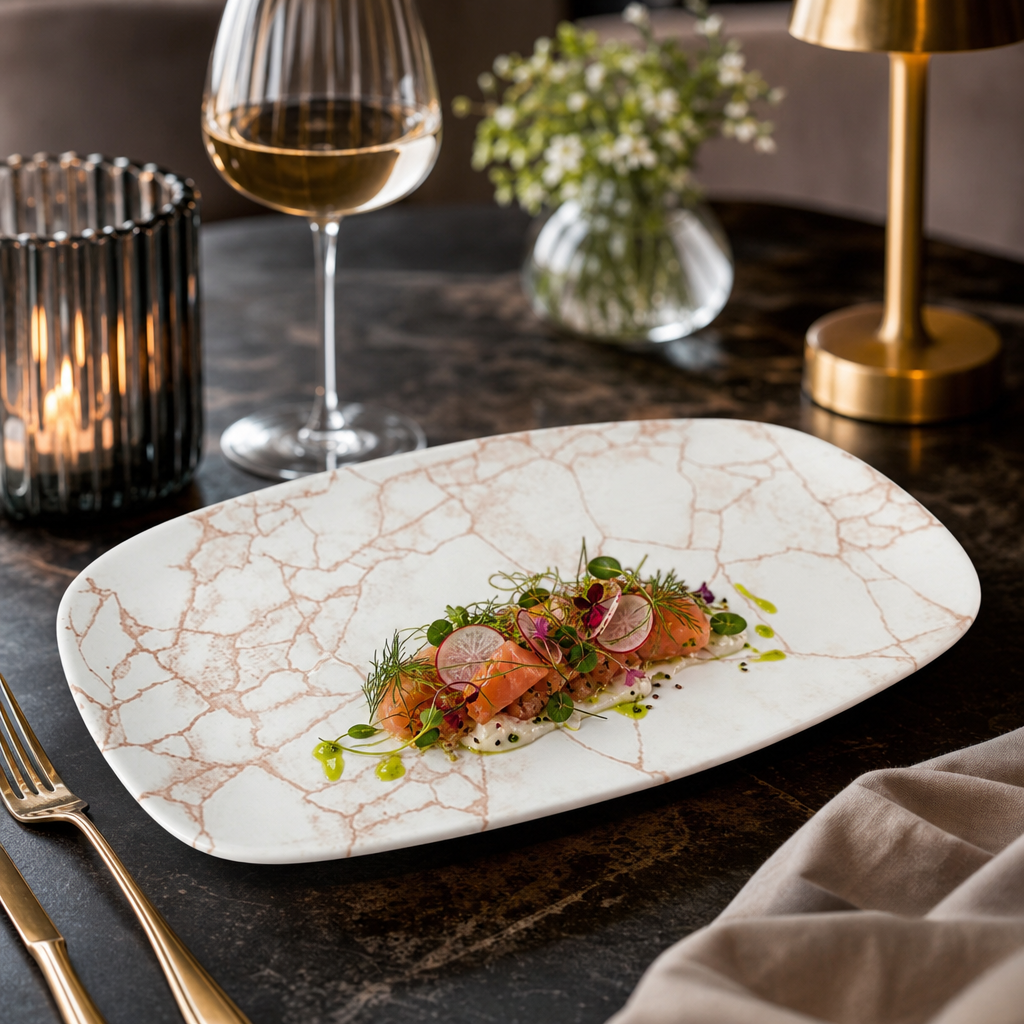 Oblong Plates 325x187mm Coral Porcelain for Elegant Food Presentation (Pack of 6)