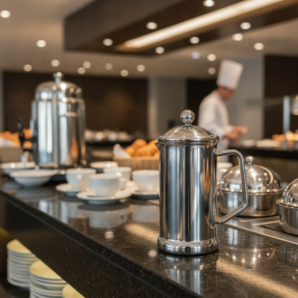 Polished Stainless Steel Cafetiere 1.2L for Self-Service Buffets