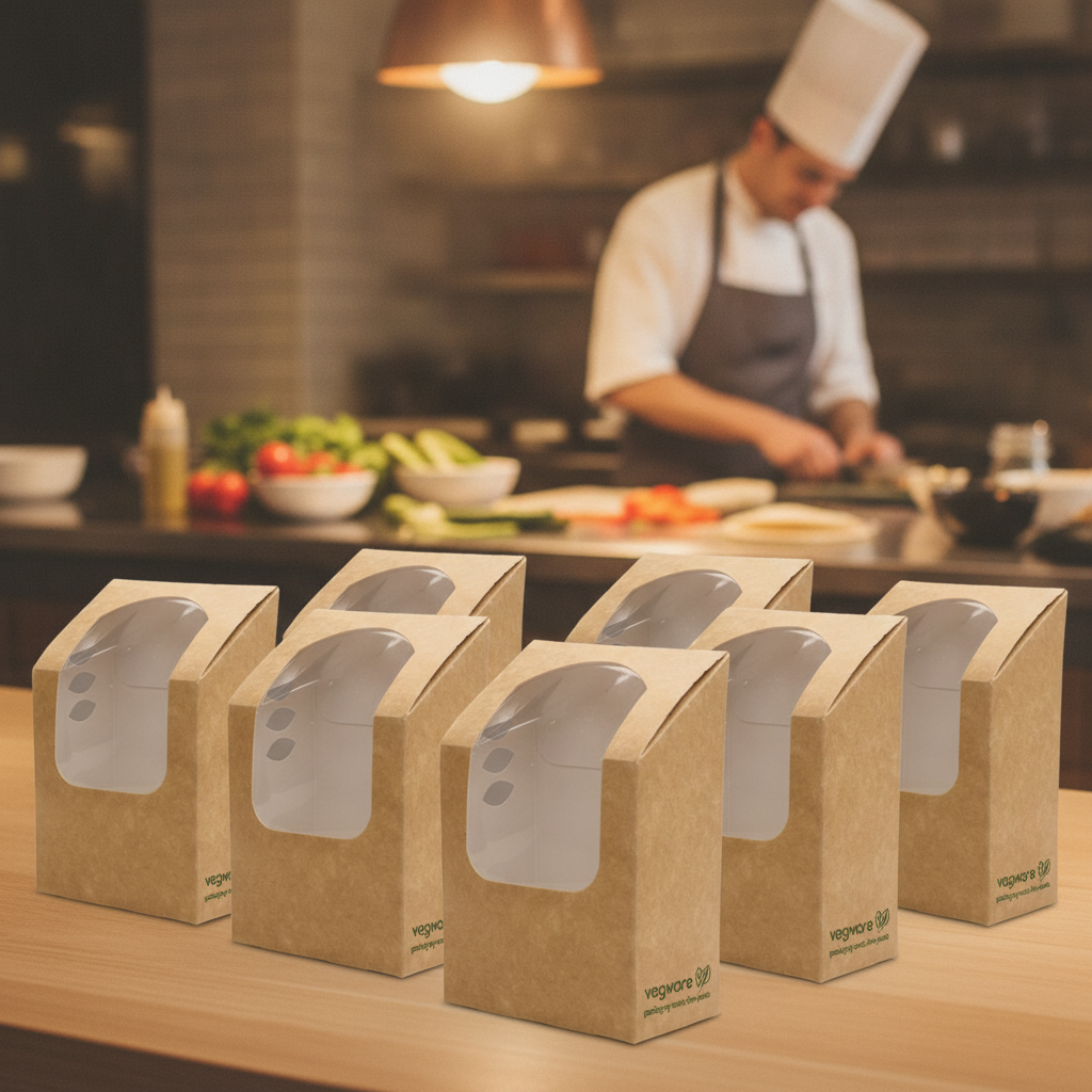 Kraft Paper Tortilla Wrap Boxes with PLA Window for Takeaway Food (Pack of 500)