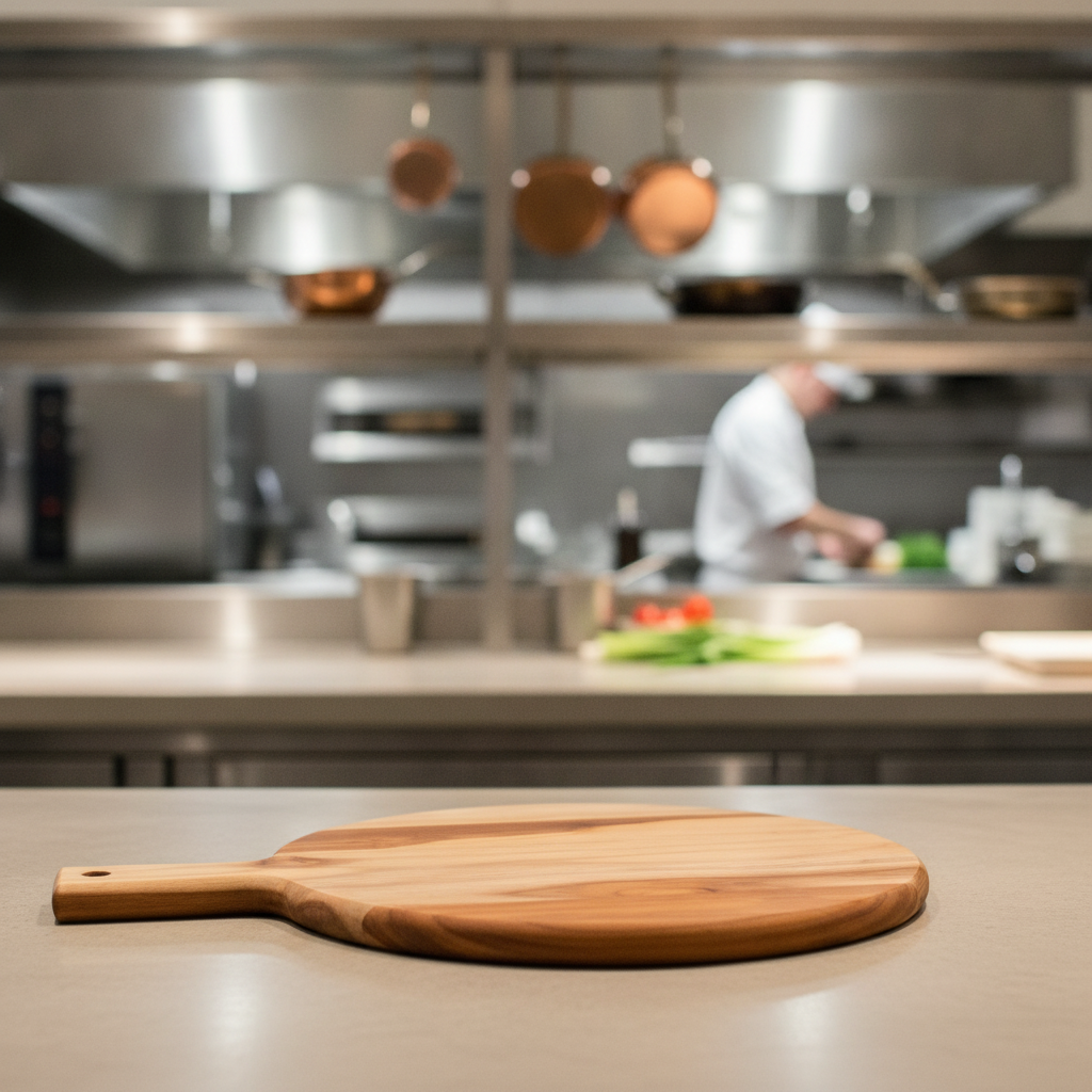 Teak Wood Round Chopping Board 300mm for Food Preparation