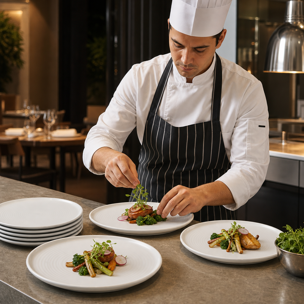 Flat Plates 250mm Vitrified Stoneware for Professional Kitchens (Pack of 6)