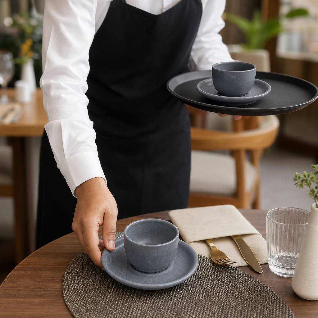 Saucers 181mm Grey Vitrified Ceramic for Dining (Pack of 6)
