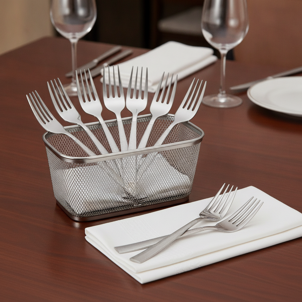 Stainless Steel Dessert Forks with Diamond-Inspired Handle for Elegant Table Settings (Pack of 12)