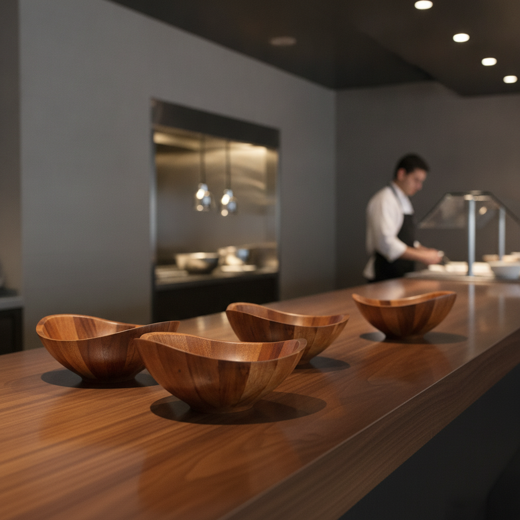 Acacia Wood Small Bowls 140x135mm for Buffet Presentations (Pack of 4)